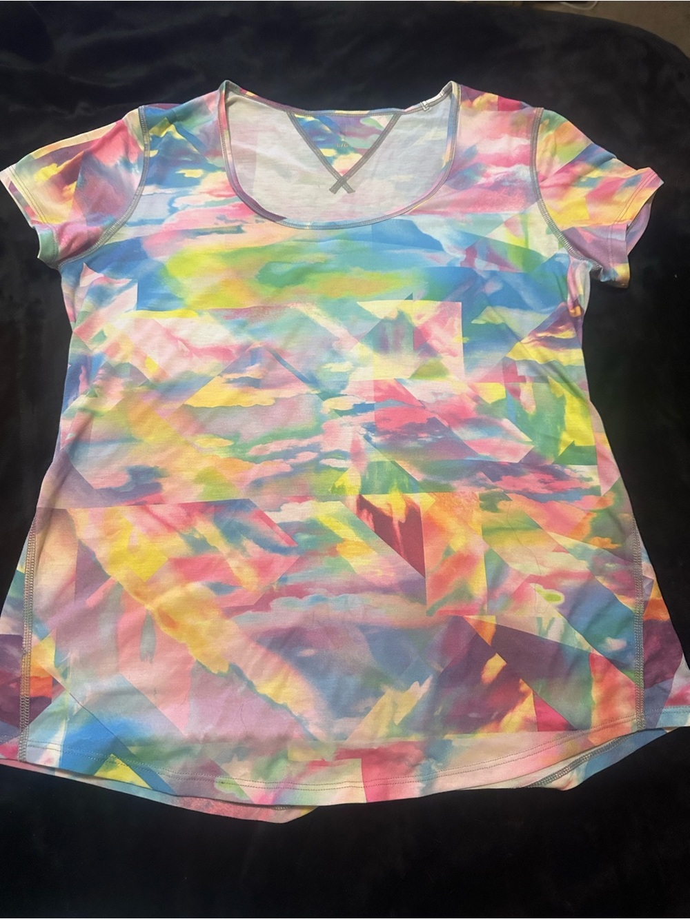 LUCY Brand Multicolor Pastel Tie-Dye Crewneck Comfy Tee LARGE